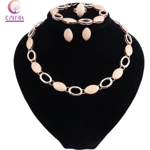 Nigeria Wedding African Gold-color Earrings Dubai Fashion Wedding Bridal Classic Necklace Bracelet Ring Jewelry Sets