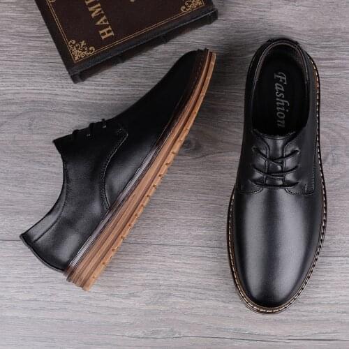 Lace-up Office Shoes for Men Loafers Business Wedding Shoes Formal Dress Shoes Flat Shoes Genuine Leather Oxford Footwear