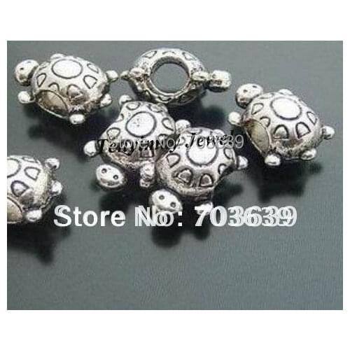 Wholesale 100pcs Antique Tortoise Shape Alloy Big Hole Beads Free Shipping