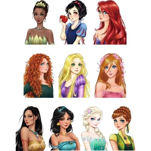 Europe Pretty princesses custom patch Clorhing stickers DIY patches for children Appliques on clothes heat transfer stickers