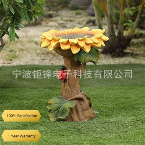 Polyresin Sunflower Bird Bath Resin Sunflower Flower and Bird Bath Garden Decorations