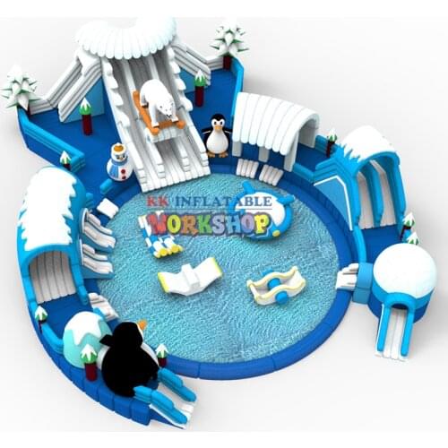10% Discount popular Mobile Water Park for kids, Ice WorldInflatable Water Slide Trampoline