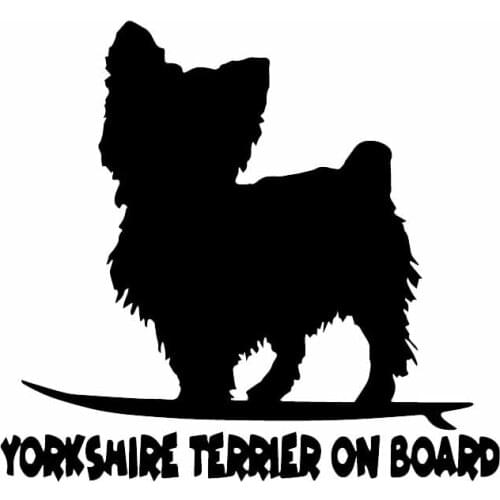 Yorkshire Terrier on Board Funny Dog Decal Vinyl Car Sticker Window Waterproof Accessories Black/Silver/white,15cm*14cm
