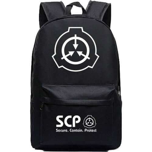 SCP Special Containment Procedures Foundation Backpack Black Anime Mochila Cosplay Kids Teens Shoulder School Bags