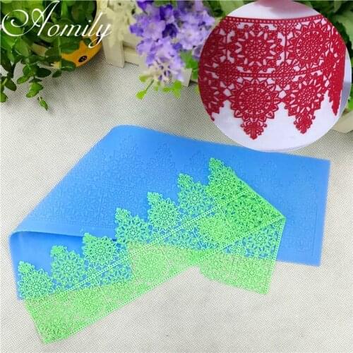Aomily 39.5*11cm Lace Art Flower Wedding Cake Silicone Lace Fondant Mold Mousse Sugar Craft Icing Mat Pad Pastry Baking Pad Tool