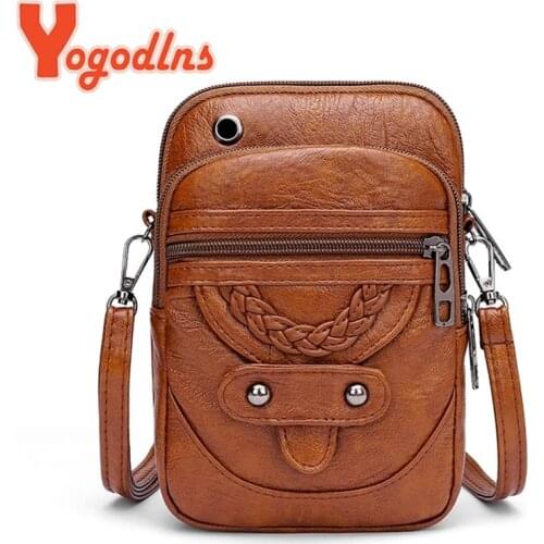 Yogodlns Multi-Functional Soft PU Leather Small Shoulder Bag For Women Vintage Crossbody Bag Cash Purse Cell phone Bag