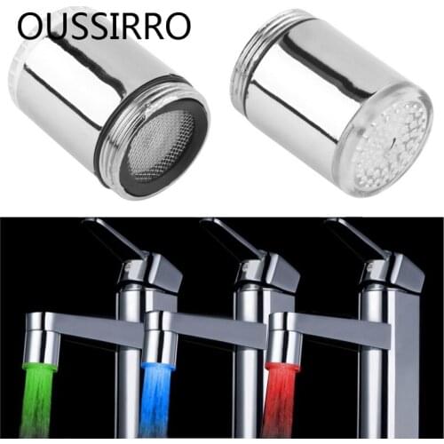 LED ABS Water Faucets Nozzle Spouts Aerator Shower Tap Light Water Saving Pressure Sensor Kitchen Accessory Fast Shipping