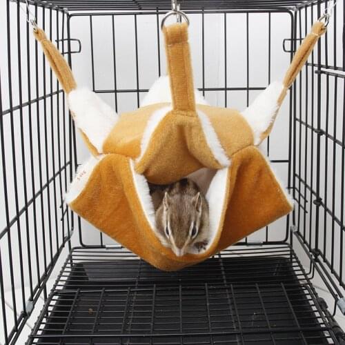 Warm Cotton Double Layer Small Animal Sugar Glider Squirrel Hanging Cage Hamster Cage Chipmunks Sleeping Bag House Nest Toy