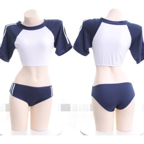 Sexy Cute Girls Womens Maid Style Short Tanks Vest & Ruffles Trim Panties Exotic Set Kawaii Cosplay