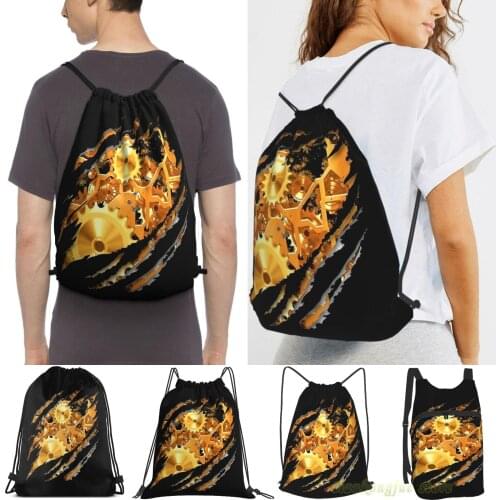 Steampunk Vintage Brass Clockwork Cogs And Wheels In Me Men Travel Sports Gym Bag Women Drawstring Bags Sackpack Backpack