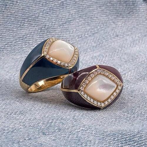 Pure 925 Sterling Silver Jewelry Vintage Rings Big Pearl Blue Red Vintage Party Rings 925 Silver Jewelry Colorful Stone Fashion