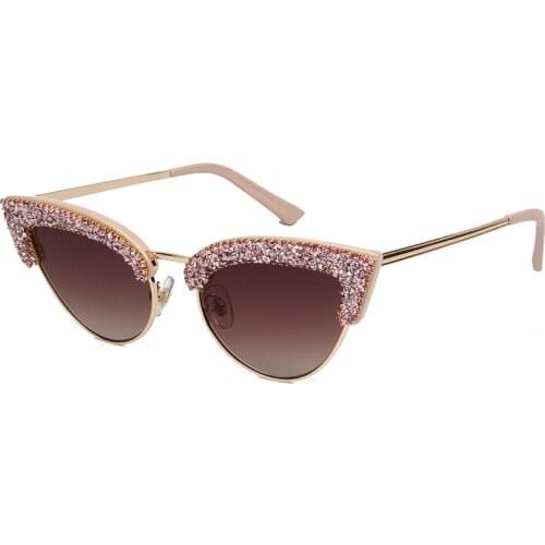 Explosive diamond-encrusted cat-eye sunglasses women shine small gravel decoration diamond trend girl half-frame glasses