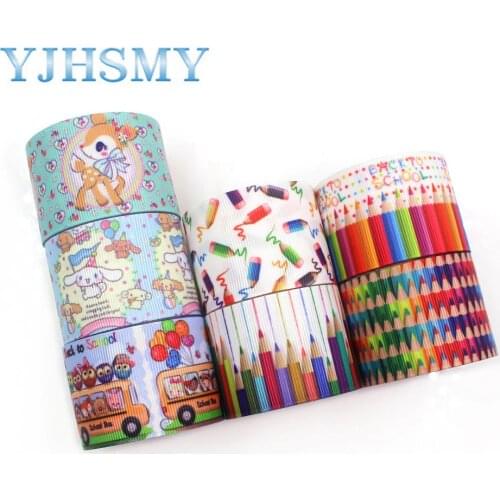 YJHSMY I-19423-1054,1-1/2",5yards cartoon pencil Thermal transfer Printed grosgrain Ribbons,bow cap DIY accessories decorations