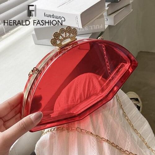 Fashion Clear Acrylic Chain Shoulder Bag Designer Transparent Clutch Evening Party Bags for Women 2021 Trends Crossbody Purses