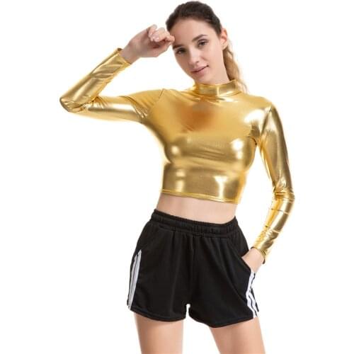 Underwear women 2019 new fashion PU Bright colors Long sleeves crop top women tops t shirt women tshirt harajuku camiseta mujer