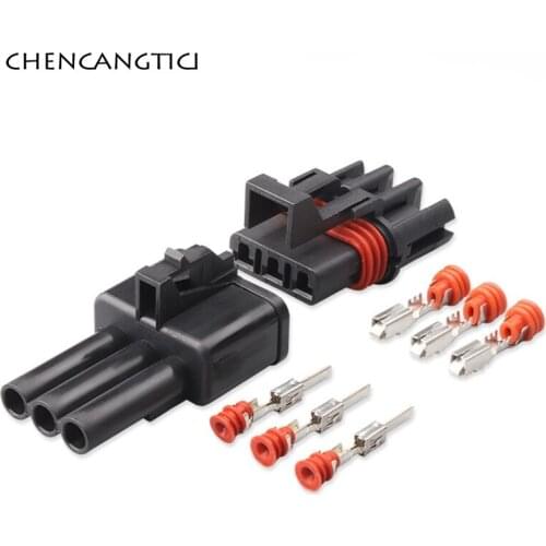 2 Sets 3 Pin Way Delphi Sealed Plastic Wiring Harness Auto Connector Male Female 280 Series Socket Plug 12040977 DJ7039A-2.8-11
