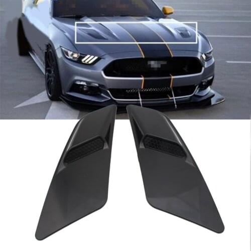1 Pair Universal Fit Car Sticker ABS Plastic Fiber Decorative Air Flow Intake Bonnet Vent Cover Hood For Ford Mustang 2015-2017