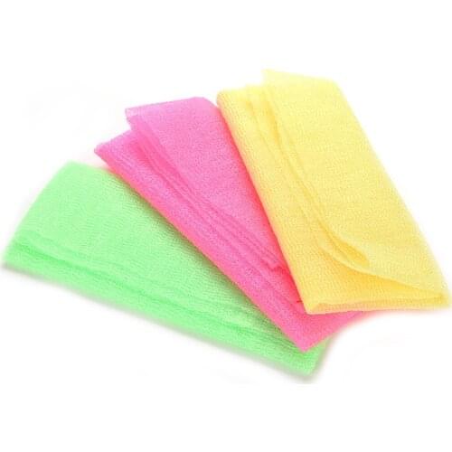 1PC 90cm x 30cm 3 Colors Nylon Exfoliating Beautiful Skin Bath Shower Wash Cloth Towel Back Scrub
