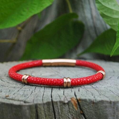 10pcs) Blue Stingray Leather designer jewelry mens bracelets with Rose Gold Stainless Steel Round Buckle for Gift Watch