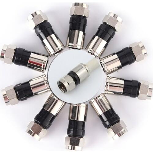 10pcs RG6 F Type Compression 2.7cm Snap Seal Plug Connectors / F Digital Cable Terminal Connector For Cable TV Screw Plug