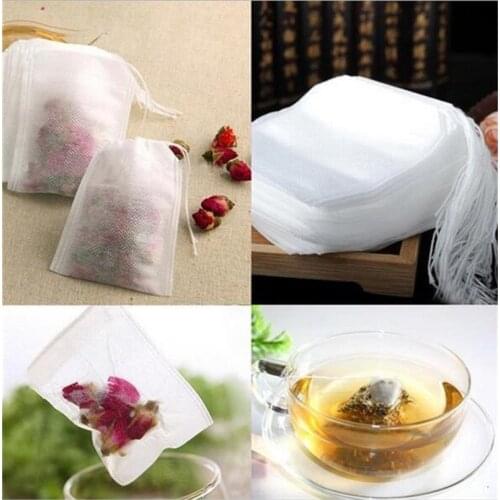 100Pcs/Lot Teabags 5.5 x 7CM Empty Scented Tea Bags With String Heal Seal Filter Paper for Herb Loose Tea Non-Woven Fabrics