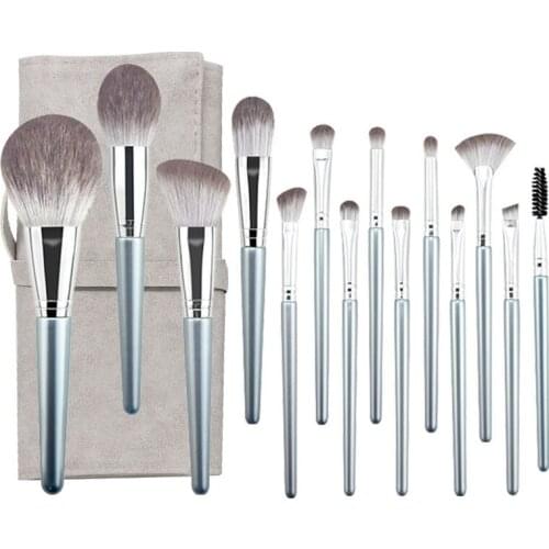 14Pcs Makeup Brushes Set Cosmetic Foundation Powder Blush Eye Shadow Lip Blend Wooden Make Up Brush Tool Kit