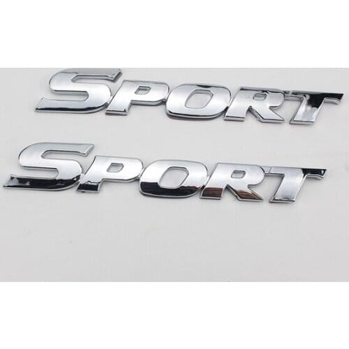2pcs 3D ABS Silver Sport Racing Auto Trunk Tailgate Emblem Badge Decals Sticker Car Accessories
