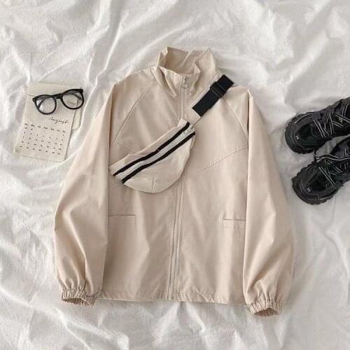 2021 Hong Kong style casual short jacket autumn new womens Korean fashion stand-up collar long-sleeved jacket