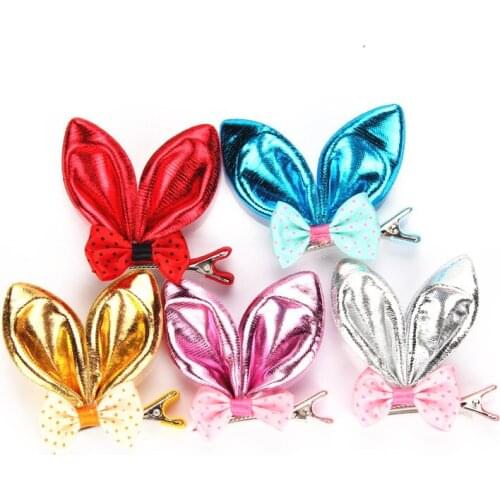 New Pet rabbit ears hairpin sequins cute Dog hair clips pet accessories pet suppy 50pcs