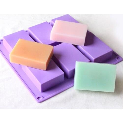 6 Cavity Square Silicone Soap Mold DIY Handmade Soap Cake Fondant Chocolate Form Tray Mould Making Supplies Craft Tool