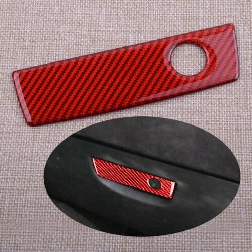 Car Red Carbon Fiber Glove Box Handle Panel Cover Trim Fit For Dodge Challenger 2008 2009 2010 2011 2012 2013 2014 LHD