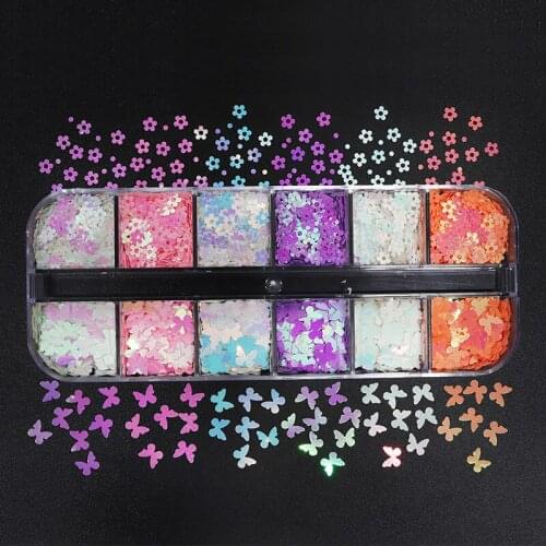 Sparkly Mermaid Butterfly Flowers Glitter Flake Mixed 5MM Nails Sequins Set For Polish Nail Art Decorations Accessories RK140151