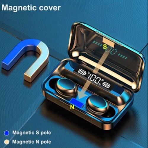 Bluetooth Earphone Mini LED Display F9-5c Earpiece Stero Sound 2000mah Power Bank Wireless Headsets Sport with Microphone