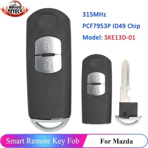 KEYECU 2 Button 315MHz ID49 Chip Smart Remote WAZSKE13D01 Control Car Key Fob for Mazda CX-3 CX-5 Demio Axela Model: SKE13D-01