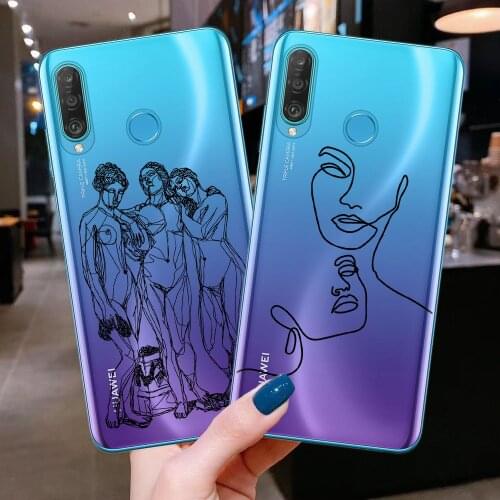 Funny Face Abstract Cartoon Phone Case For Huawei P10 P20 P30 P40 Lite E Pro Soft TPU Fashion Cover For Coque Huawei P30 Lite