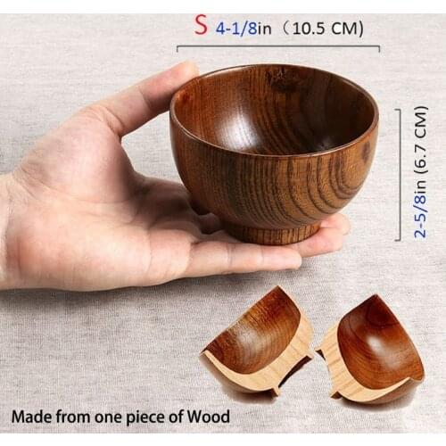 Wood Spoons Bowl Set Wooden Flatware Tableware Cutlery Soup Rice Bowls Serving Tableware for Eating Rice Soup
