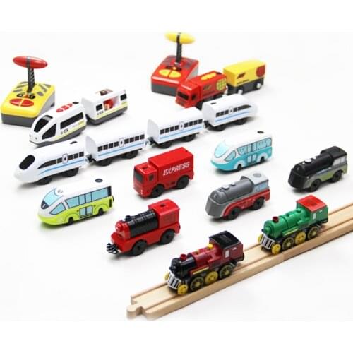 Remote Electric small locomotive Wooden Railway Train Magnetically Connected Boys and Childrens Intelligence Toys