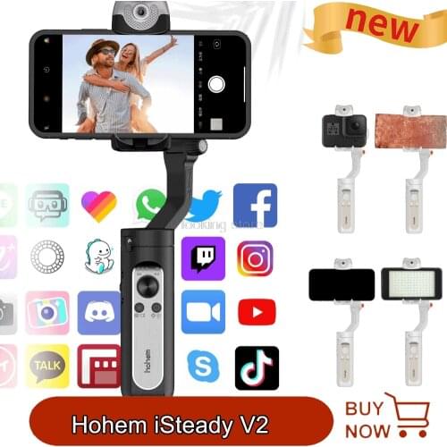 Hohem iSteady V2 AI Smartphone Gimbal Stabilizer 3 Axis /AI Visual Tracking Foldable Gimbal with Fill Light for Mobile Phone