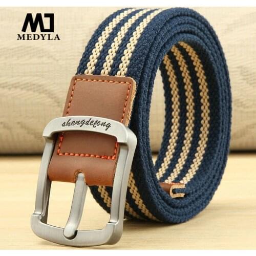 MEDYLA Canvas Belt Man Alloy Pin Buckle Stripe Casual Jeans Belt Women Student Youth Quality Outdoor Belts MD813