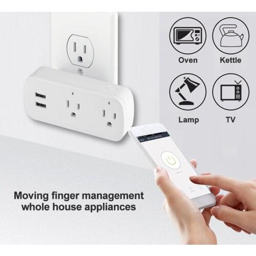 CZ08 Smart Socket Wifi Mobile Phone Switch Timing Plug Voice Control USB US Standard
