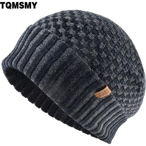 Classic winter Hats For Men Knitted wool Beanies Knitted stripe hat keep Warm bonnet Women Double velvet Caps Hip hop cap gorros