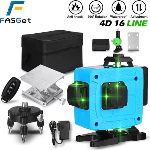 Level 16 Lines Laser 4D Self-Leveling 360 Horizontal And Vertical Cross Super Powerful Green Laser Beam Line