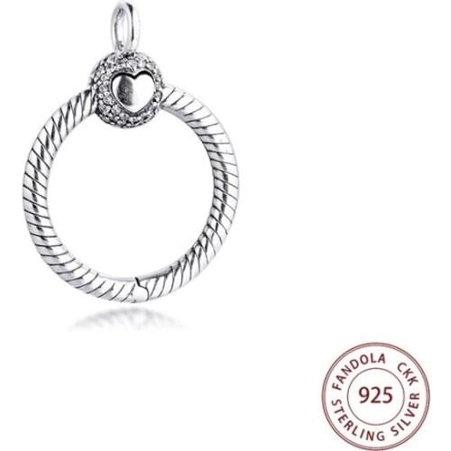 LByzHan 925 Sterling Silver O Pendant With Zircon fit Original 3mm Necklace DIY Charm Bead Jewelry For Women CMN007-25
