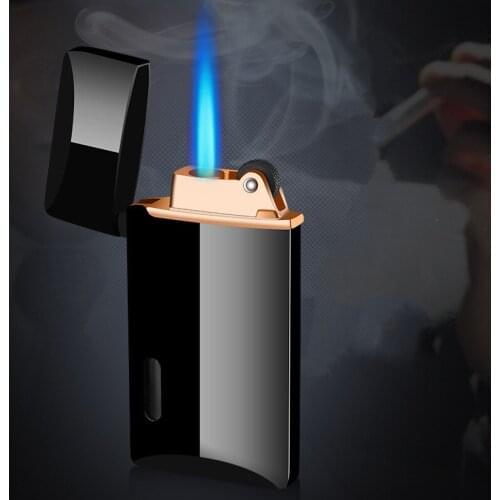 Metal Ultra-Thin Gas Lighter Butane Torch Windproof Lighter Outdoor Turbo Lighters Cigar Smoking Accessories Gadgets For Men