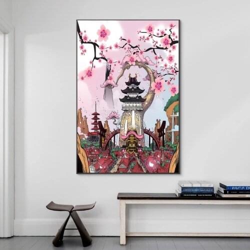 HD Print One Piece Wano Kuni Modular Sakura Silk Picture Canvas Painting Poster For Living Room Home Decor Wall Art No Framework