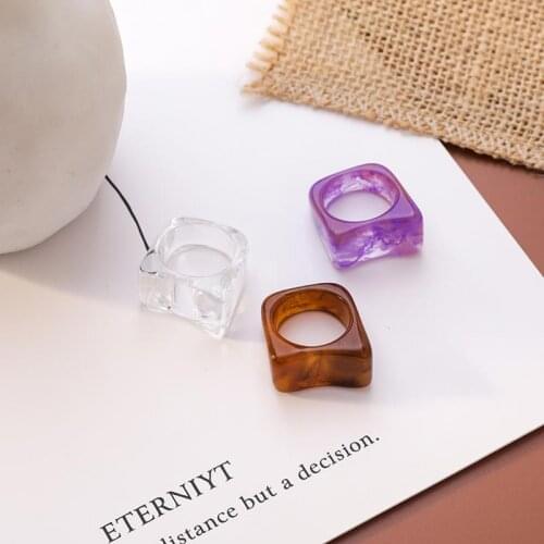 2020 New Colorful Transparent Acrylic Irregular Marble Pattern Ring Resin Tortoise Rings for Women Girls Jewelry