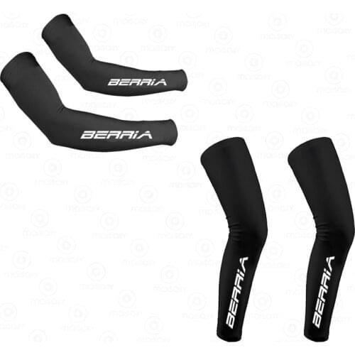 2021 Team Berria New Leg Warmers Black UV Tection Cycling Arm Warmer Breathable Bicycle Running Racing MTB Bike Leg Sleeve