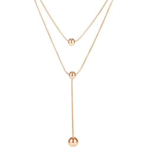 New Arrival Simple Multi-layer Ball Necklace Stainless Steel Jewelry Woman Gift Wholesale Not Fade