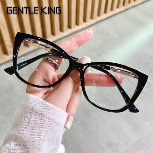 GENTLE KING Trends Office TR90 Anti Blue Light Red Cat Eye Glasses Computer Women Spectacles Gaming Men Eyeglasses Frame