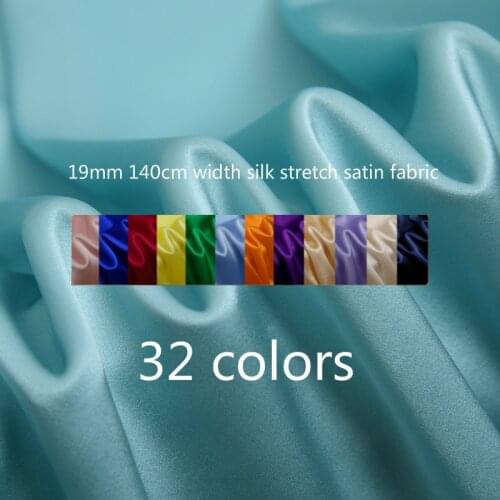 Solid color mulberry silk stretch satin fabric cloth per meter rose printed garment pants dress spandex fabric alibaba express